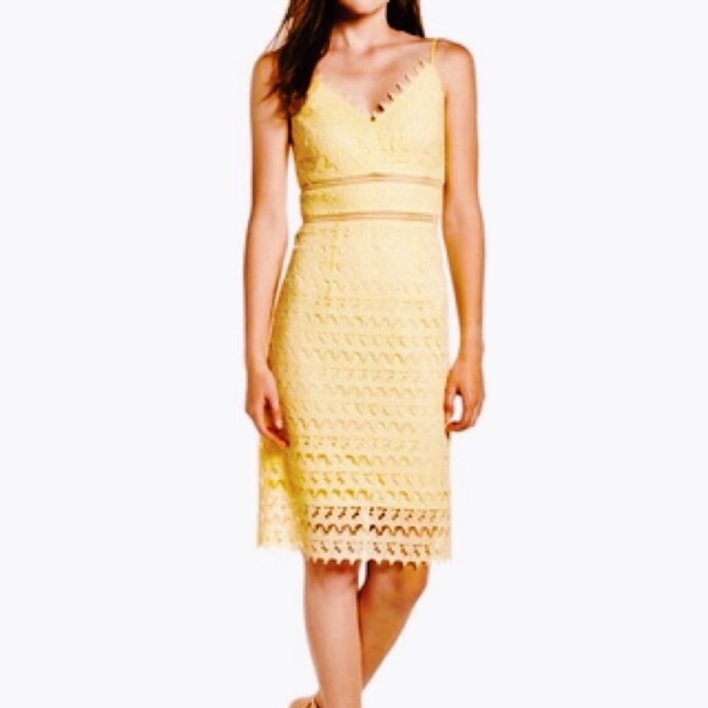 Nordstrom yellow lace cocktail dress